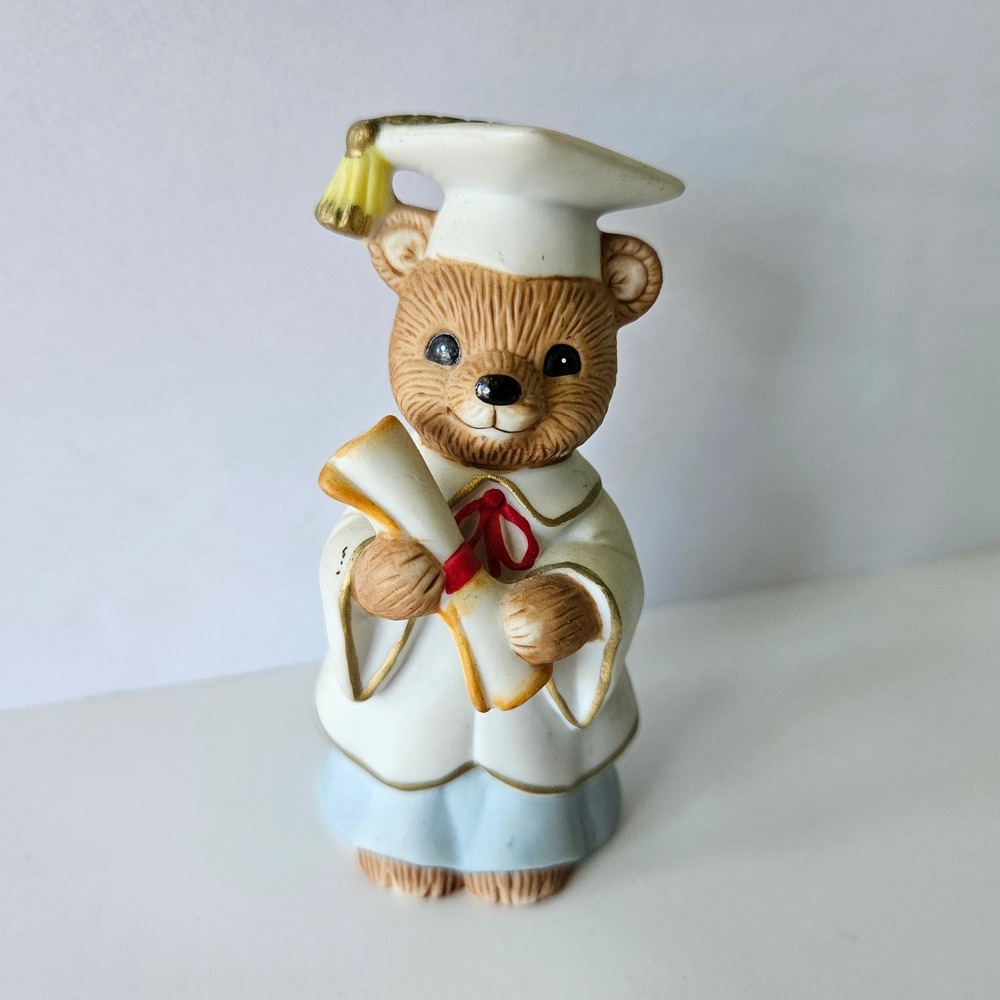 Vtg HOMCO Graduate Bear Porcelain White Robe Figure